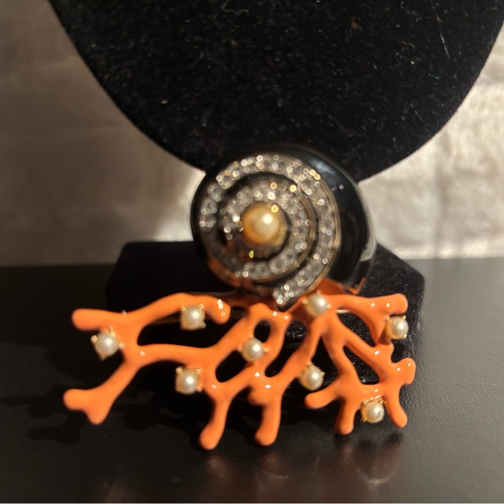 Elegant Black and Orange Coral-Inspired brooch